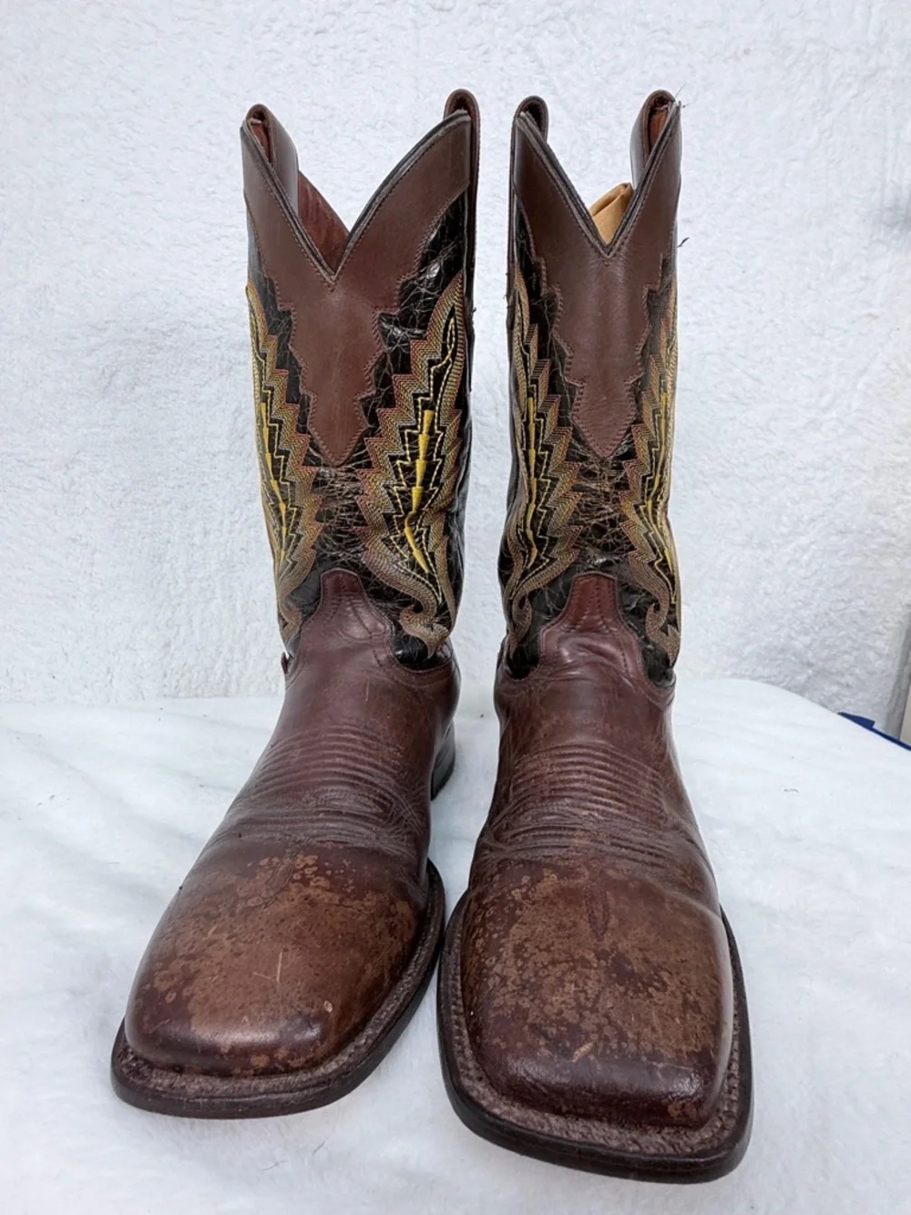 Rio Grande Cowboy Boots Brown Leather Western Roper Size 7.5 Western Cowboy